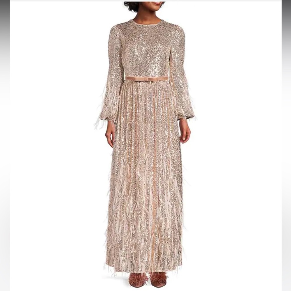 ANTONIO MELANI Gold Sequin Maxi Dress
